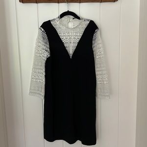 Zara Dress with White Lace Sleeves